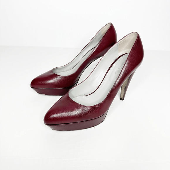 Sergio Rossi Shoes - SERGIO ROSSI Oxblood Red Wine Platform Pump Heel patent leather womens 39 US 9